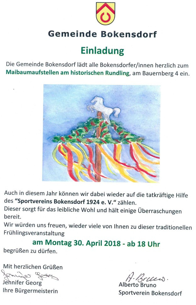 Maibaum aufstellen in Bokensdorf am 30.04.2018