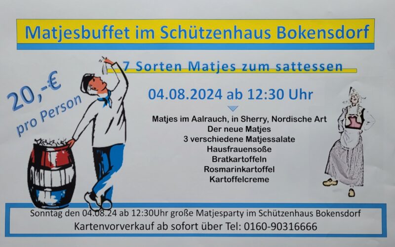 Einladung zum Matjesbuffet im Schützehaus Bokensdorf